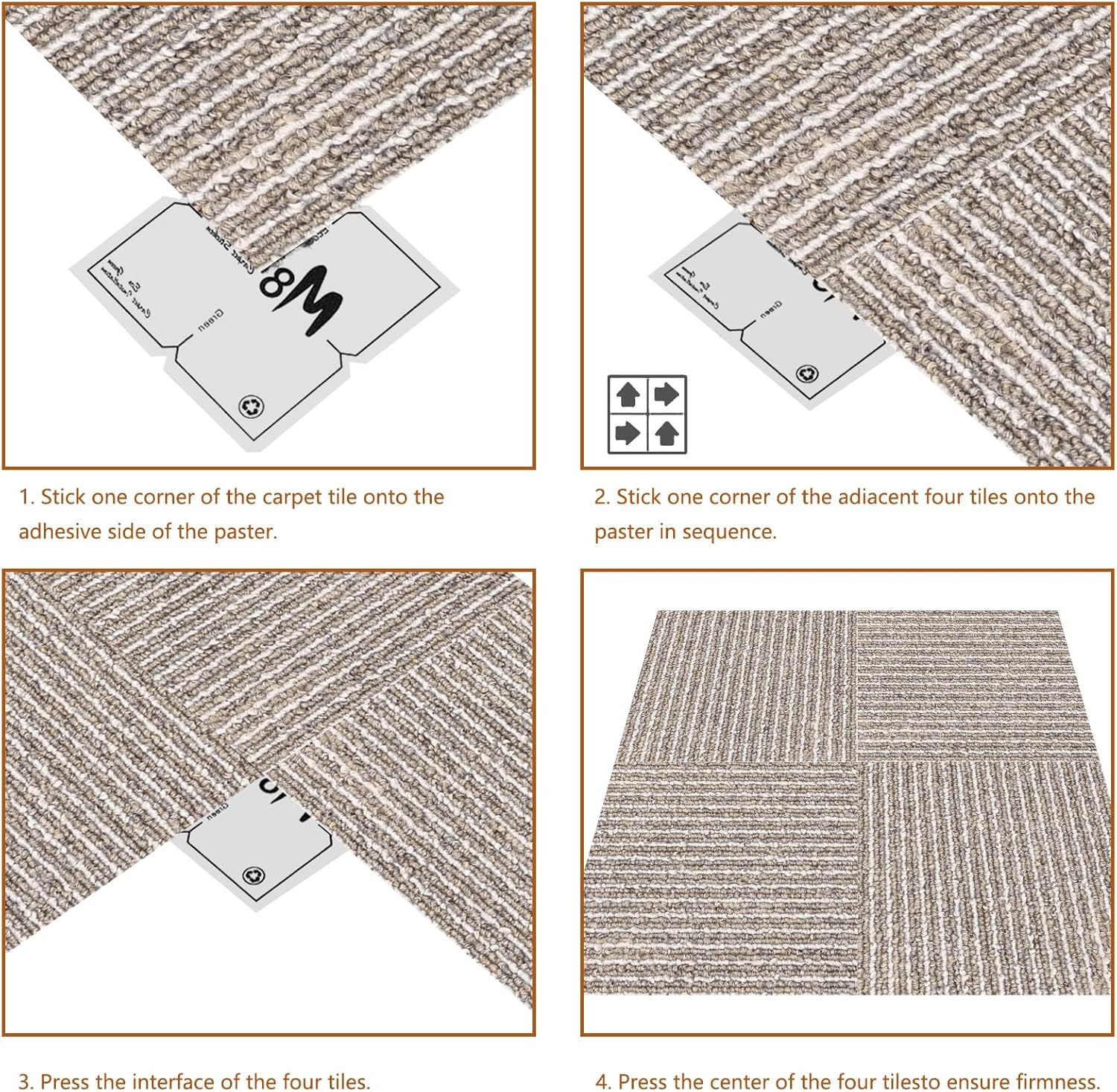 16-Pack 20"x20" Interlocking Carpet Tiles, Non-Adhesive Soft Padded Floor Mat Squares with Seamless Look, for Home Gym Office Indoor Outdoor Use (43 Sq Ft) (Aviv21911) - Image 5