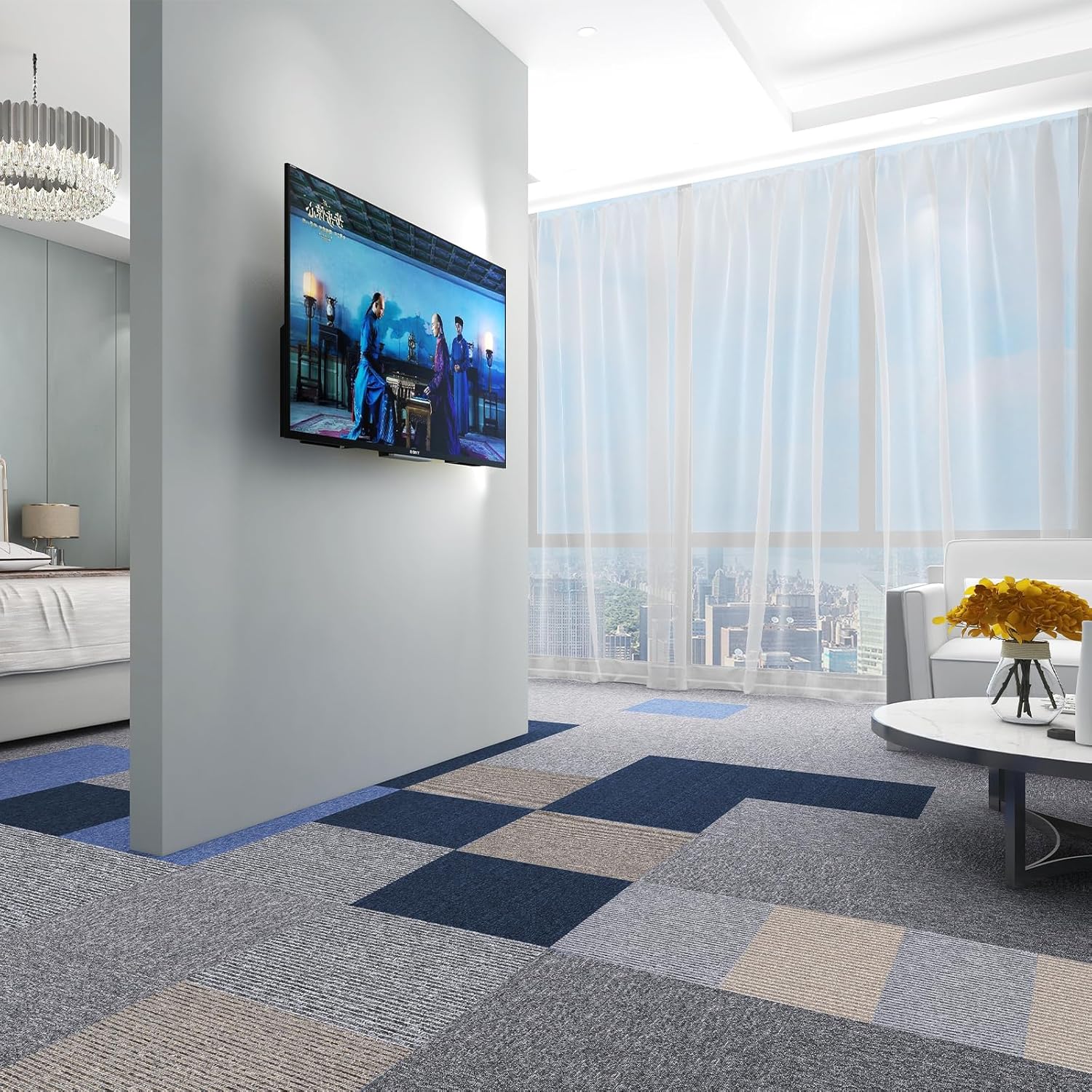 16-Pack 20"x20" Interlocking Carpet Tiles, Non-Adhesive Soft Padded Floor Mat Squares with Seamless Look, for Home Gym Office Indoor Outdoor Use (43 Sq Ft) (Aviv21911) - Image 7