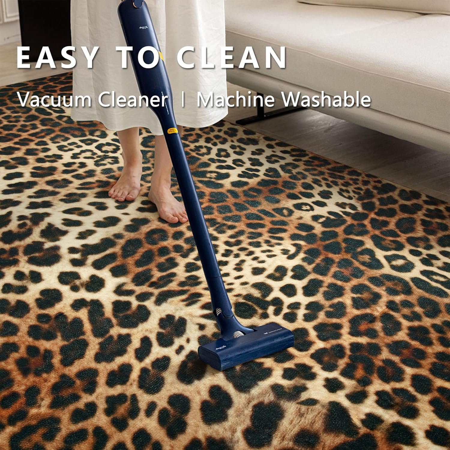 DweIke Leopard Rugs for Living Room, 5x7 Cheetah Print Rug for Bedroom Decor, Washable Non-Slip Stain Resistant Faux Animal Throw Carpet for Dining Room Office Western Home, Dark Brown - Image 5