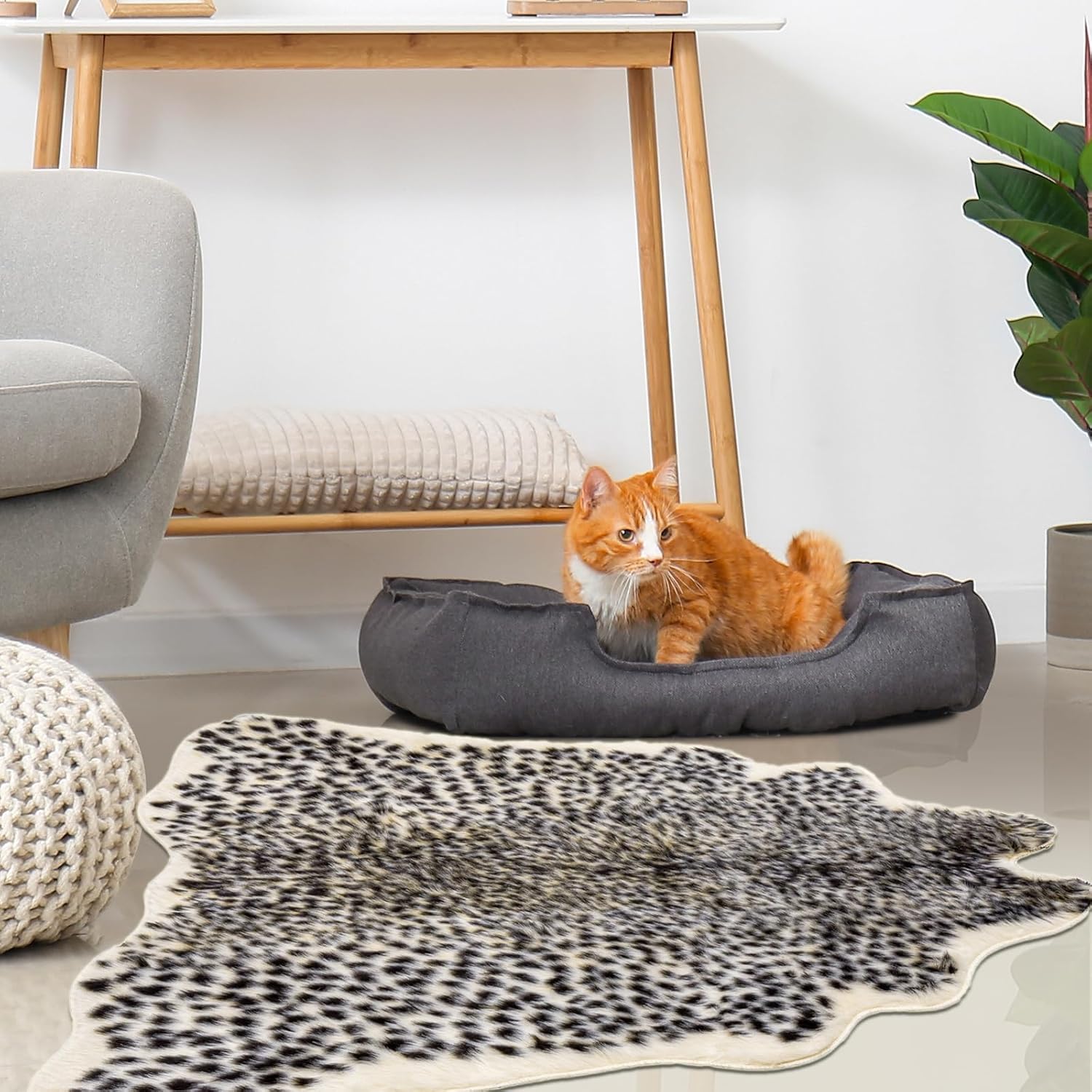 Leopard Print Rug, Faux Cowhide Cheetah Skin Rug Animal Printed Area Rug Carpet for Home Office, Livingroom, Bedroom - Image 6