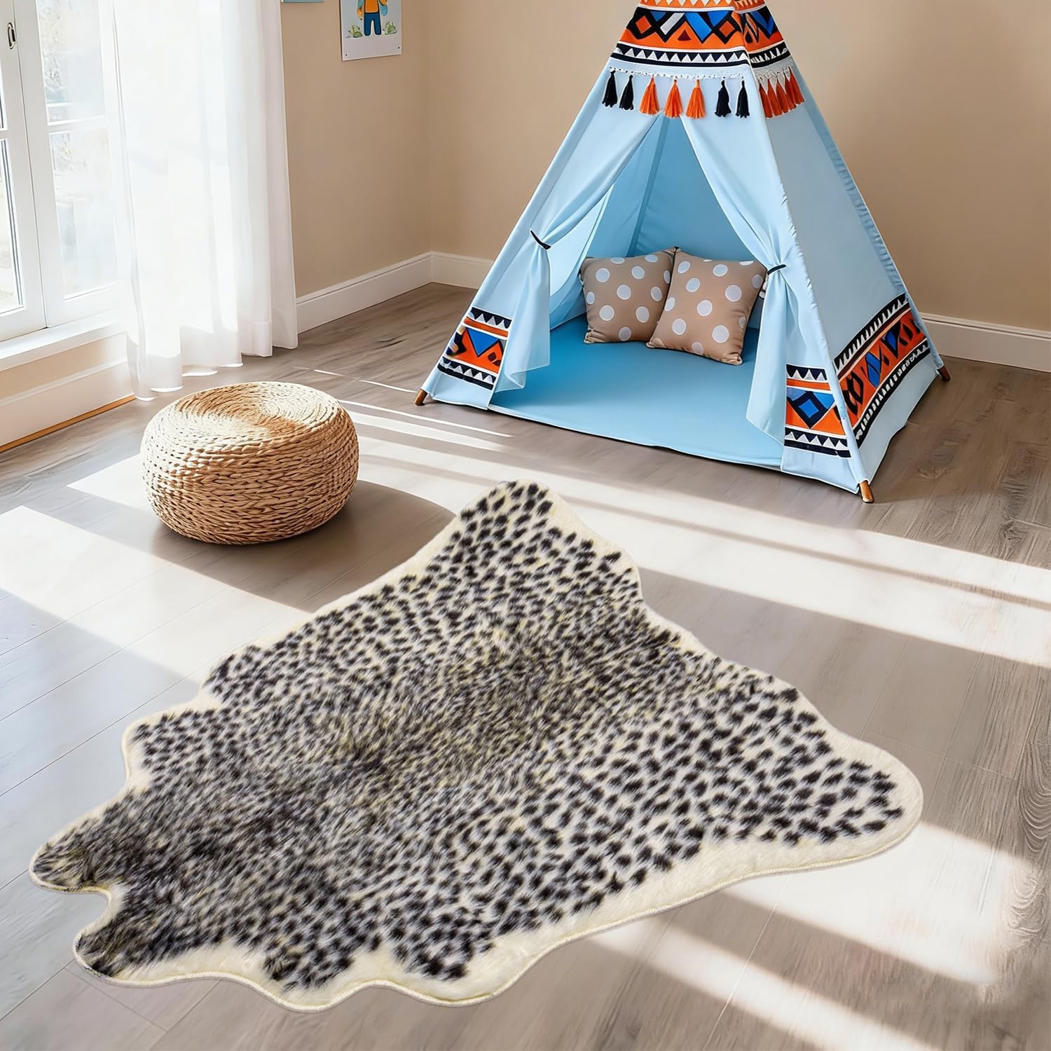 Leopard Print Rug, Faux Cowhide Cheetah Skin Rug Animal Printed Area Rug Carpet for Home Office, Livingroom, Bedroom - Image 8